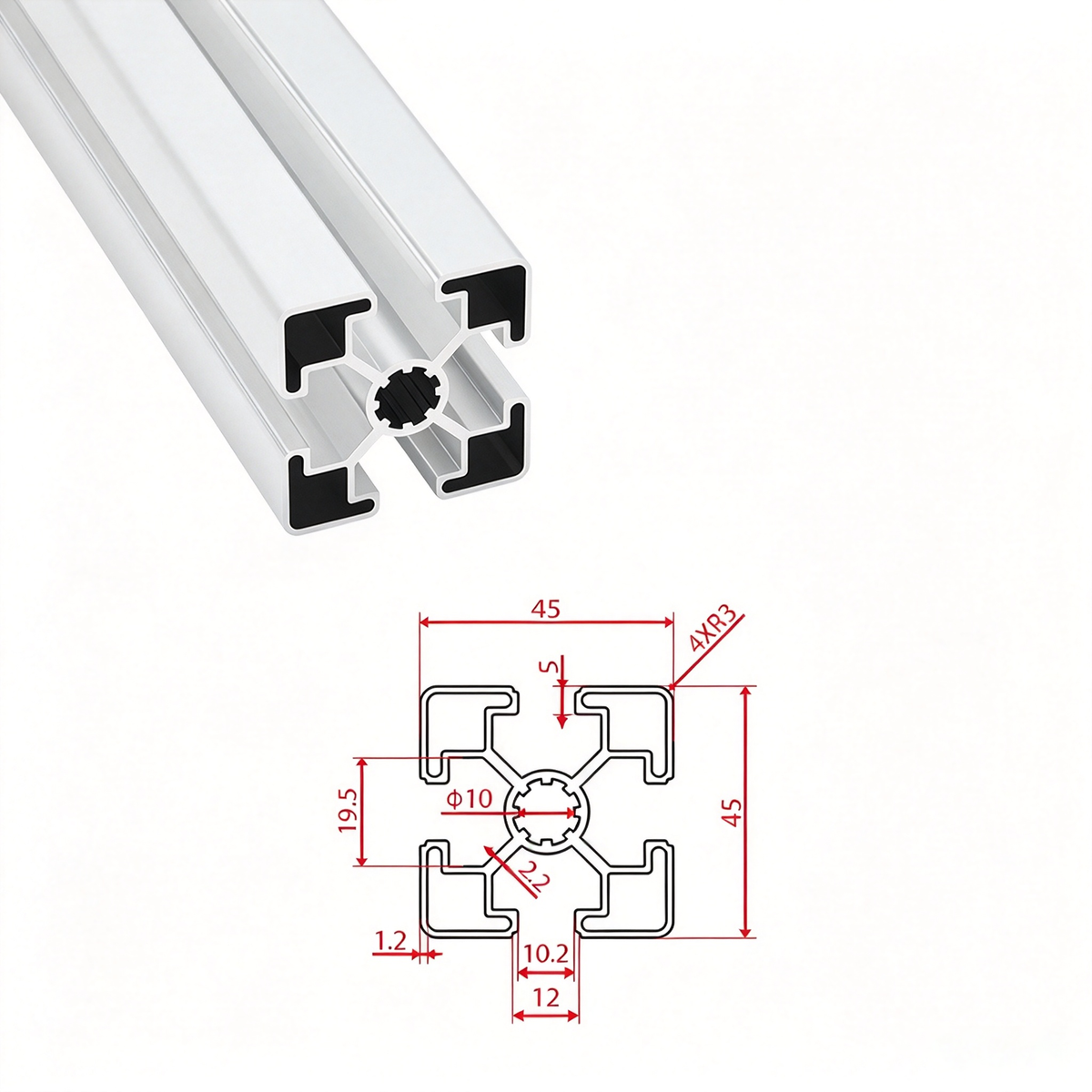 Europäischer Standard 4545, 4560 & 4590 T-Nut-Aluminium-Extrusionsprofile - Schwere Konstruktionsrahmen