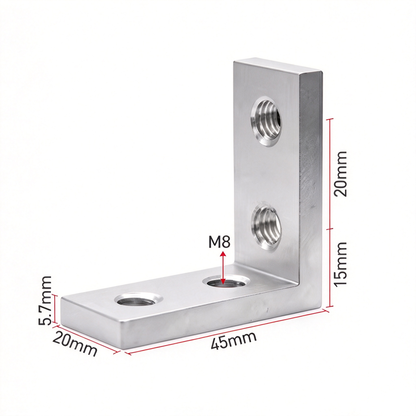 European Standard Inside Corner Bracket - Concealed L-Joint Connector for Aluminum Profiles (15 / 20 / 30 / 40 / 45 / 50 Series)