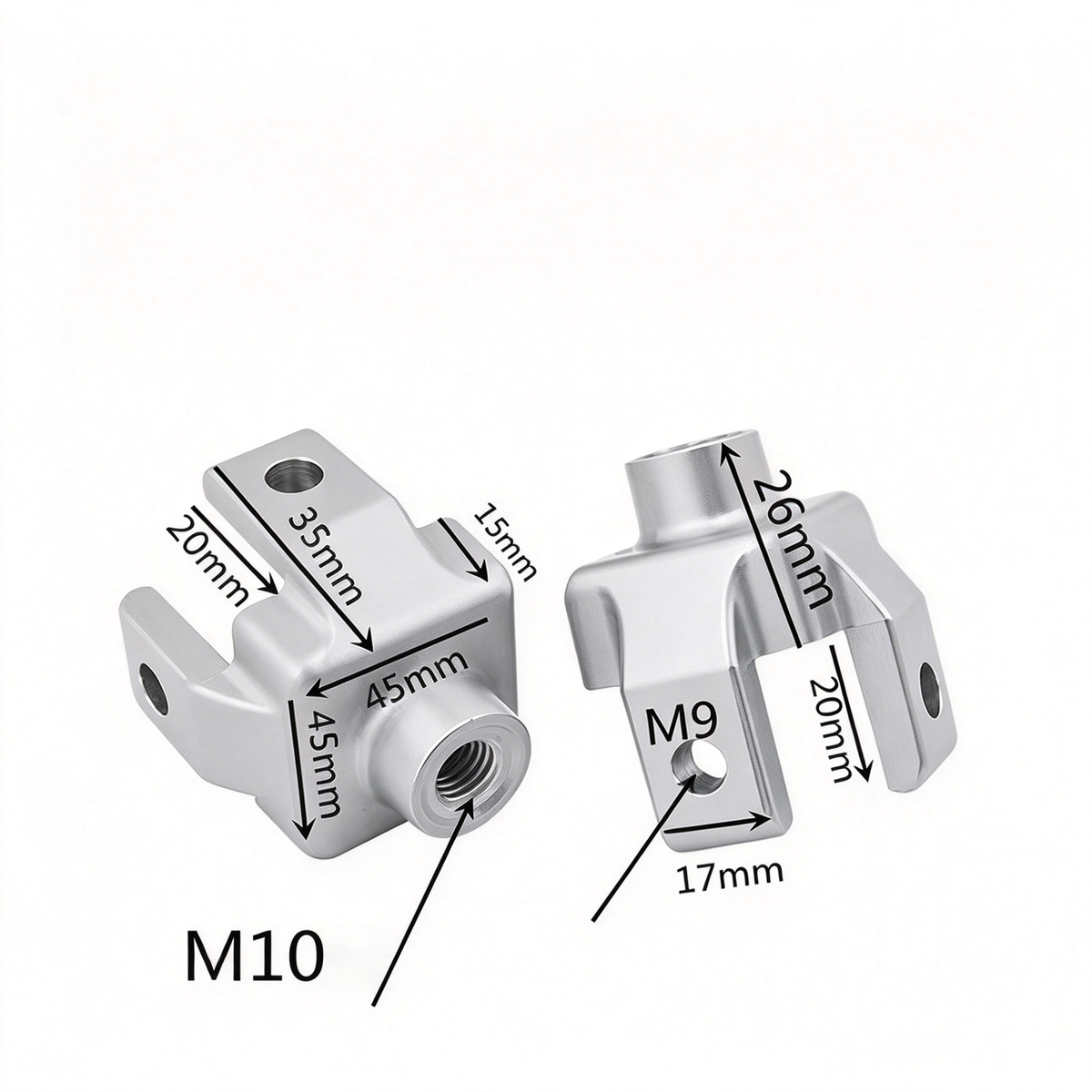 Endfuß-Montageblock für Aluminiumprofile – Gewindeadapter (20 / 30 / 40 / 45er-Serie)