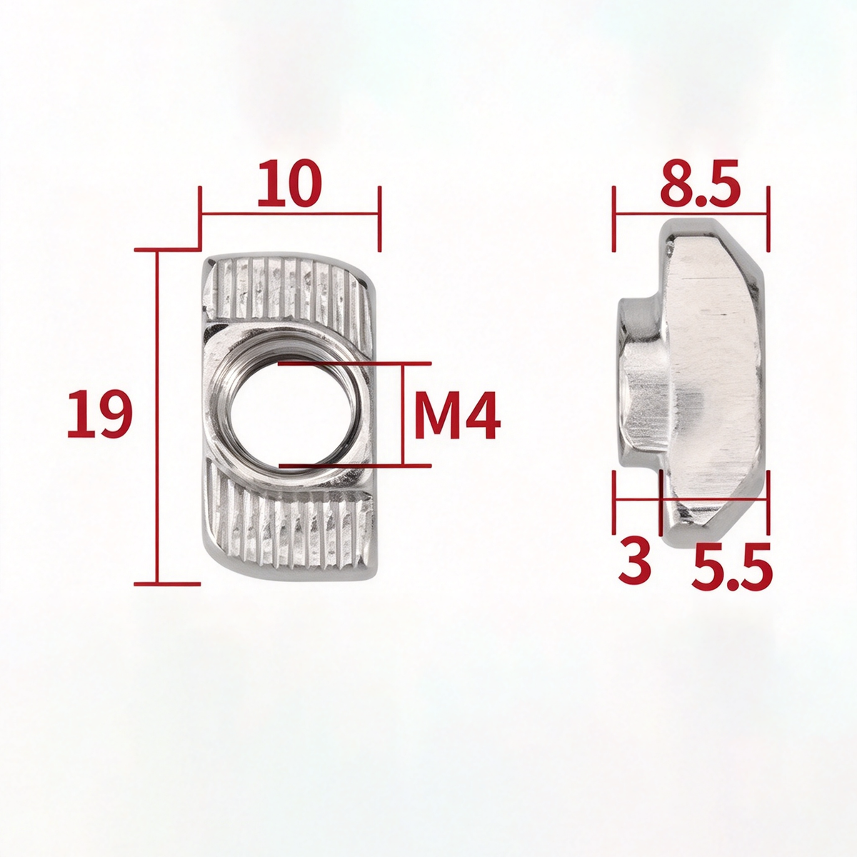 EU Standard T-Slot Nut for Aluminum Extrusion Profiles - M3 to M8 (Carbon Steel & Stainless Steel)