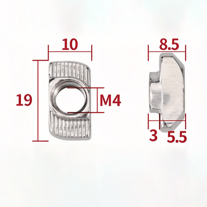 EU Standard T-Slot Nut for Aluminum Extrusion Profiles - M3 to M8 (Carbon Steel & Stainless Steel)