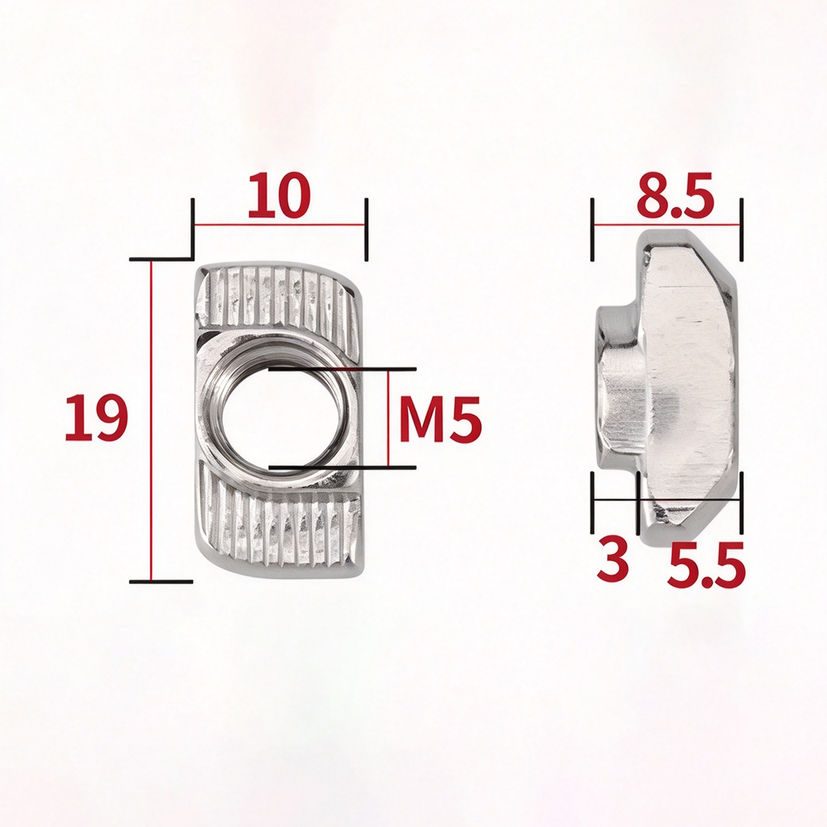 EU Standard T-Slot Nut for Aluminum Extrusion Profiles - M3 to M8 (Carbon Steel & Stainless Steel)