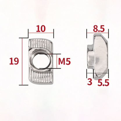 EU Standard T-Slot Nut for Aluminum Extrusion Profiles - M3 to M8 (Carbon Steel & Stainless Steel)