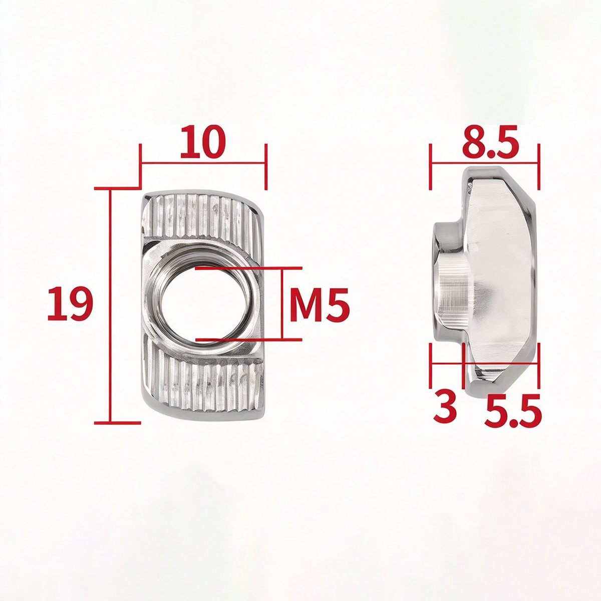 EU Standard T-Slot Nut for Aluminum Extrusion Profiles - M3 to M8 (Carbon Steel & Stainless Steel)