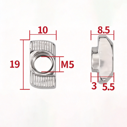 EU Standard T-Slot Nut for Aluminum Extrusion Profiles - M3 to M8 (Carbon Steel & Stainless Steel)