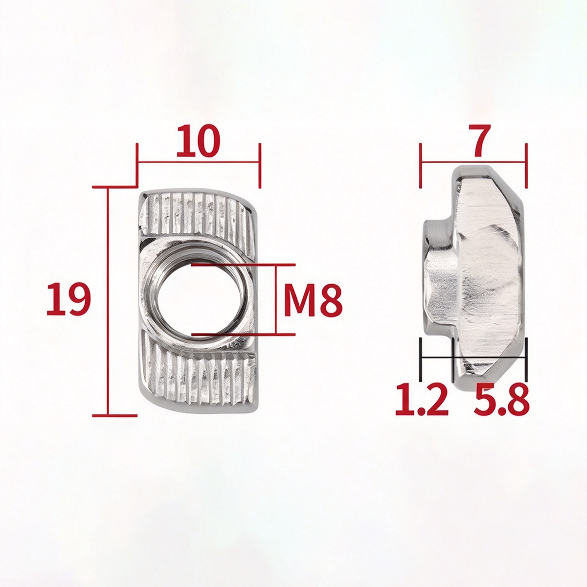 EU Standard T-Slot Nut for Aluminum Extrusion Profiles - M3 to M8 (Carbon Steel & Stainless Steel)