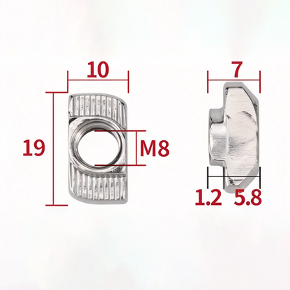 EU Standard T-Slot Nut for Aluminum Extrusion Profiles - M3 to M8 (Carbon Steel & Stainless Steel)