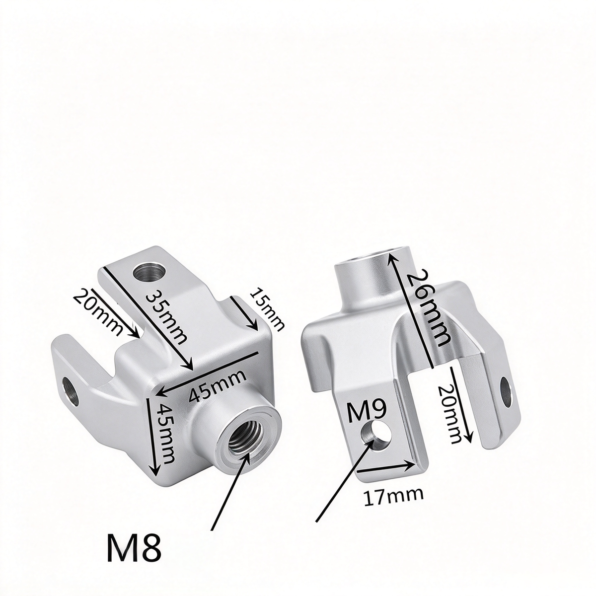 Endfuß-Montageblock für Aluminiumprofile – Gewindeadapter (20 / 30 / 40 / 45er-Serie)