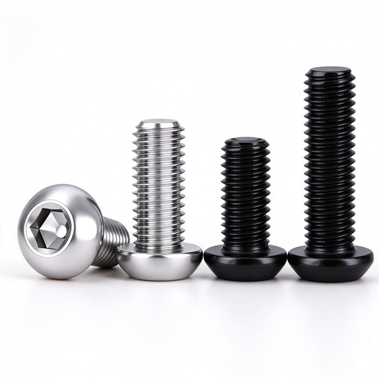 Button Head Screws for Aluminum Extrusion Profiles - M4 to M8 (Stainless Steel / Nickel-Plated / Black)