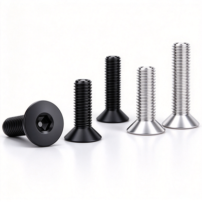 Flat Head Socket Screws for Aluminum Extrusion Profiles - M4 to M8 (Stainless Steel / Black)