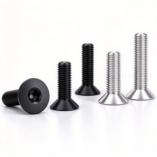 Flat Head Socket Screws for Aluminum Extrusion Profiles - M4 to M8 (Stainless Steel / Black)