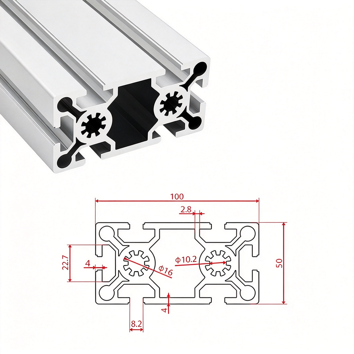 European Standard 5050, 50100, 50200 & 50240 T-Slot Aluminum Extrusion Profiles - Heavy Industrial Framing