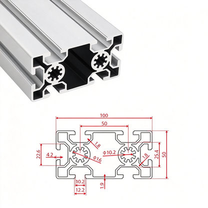 European Standard 5050, 50100, 50200 & 50240 T-Slot Aluminum Extrusion Profiles - Heavy Industrial Framing