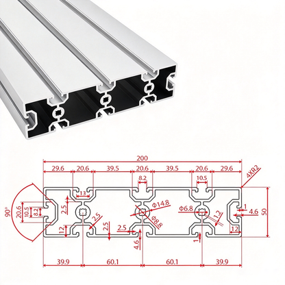 European Standard 5050, 50100, 50200 & 50240 T-Slot Aluminum Extrusion Profiles - Heavy Industrial Framing