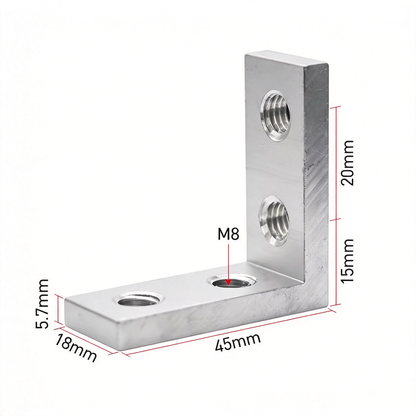 European Standard Inside Corner Bracket - Concealed L-Joint Connector for Aluminum Profiles (15 / 20 / 30 / 40 / 45 / 50 Series)