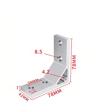 Aluminum Extrusion Corner Bracket - 90/45/135 Degree (2020 to 8080 Series)