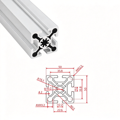 European Standard 5050, 50100, 50200 & 50240 T-Slot Aluminum Extrusion Profiles - Heavy Industrial Framing
