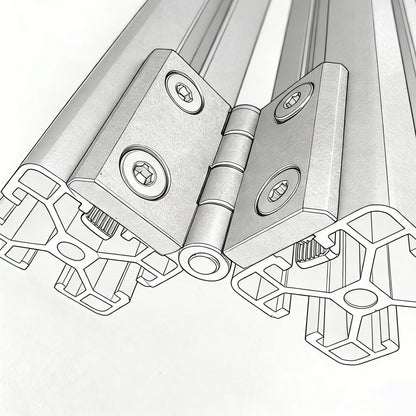 Industrielle Aluminiumprofil-Scharniere – Drehscharniere aus Zinklegierung, Aluminium und CNC-Präzisionsfertigung für T-Nut-Profile