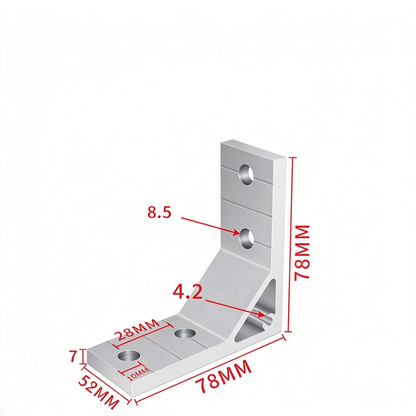 Aluminum Extrusion Corner Bracket - 90/45/135 Degree (2020 to 8080 Series)