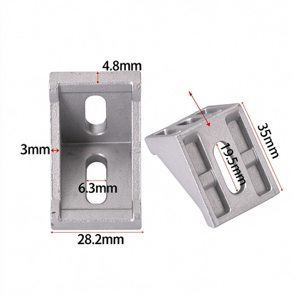 Heavy-Duty 90-Degree Aluminum Corner Bracket Connector for T-Slot Extrusions