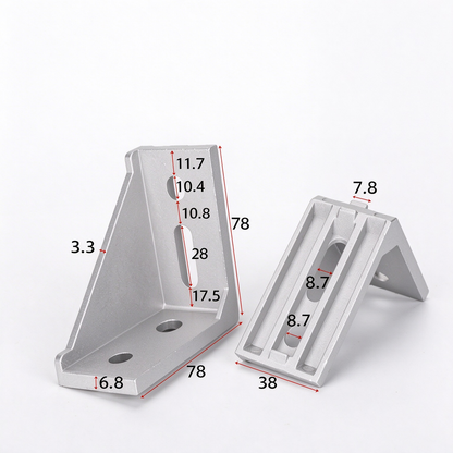 Heavy-Duty 90-Degree Aluminum Corner Bracket Connector for T-Slot Extrusions