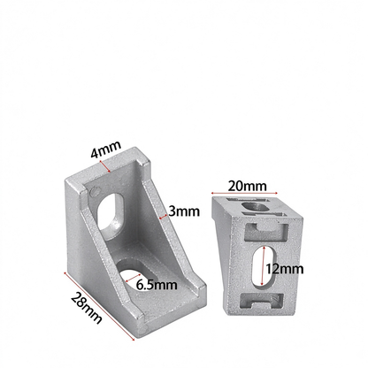 Heavy-Duty 90-Degree Aluminum Corner Bracket Connector for T-Slot Extrusions