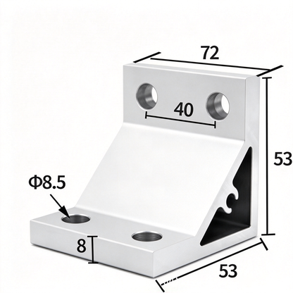 Aluminum Extrusion Corner Bracket - 90/45/135 Degree (2020 to 8080 Series)