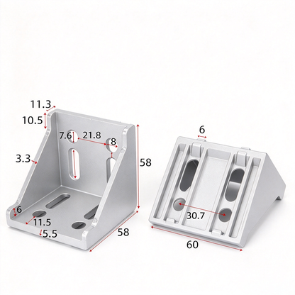 Heavy-Duty 90-Degree Aluminum Corner Bracket Connector for T-Slot Extrusions