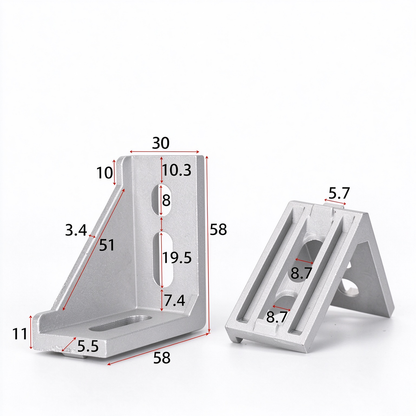 Heavy-Duty 90-Degree Aluminum Corner Bracket Connector for T-Slot Extrusions