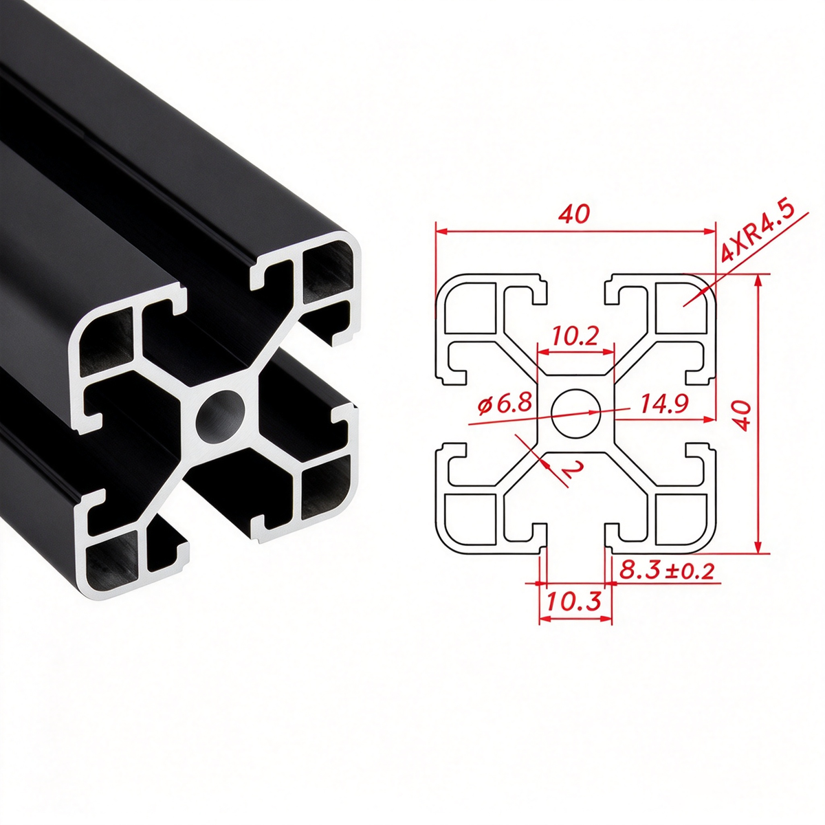 Europäischer Standard 4040 T-Nut-Aluminium-Strangpressprofil - 8mm Nut Industrieller Rahmenbau