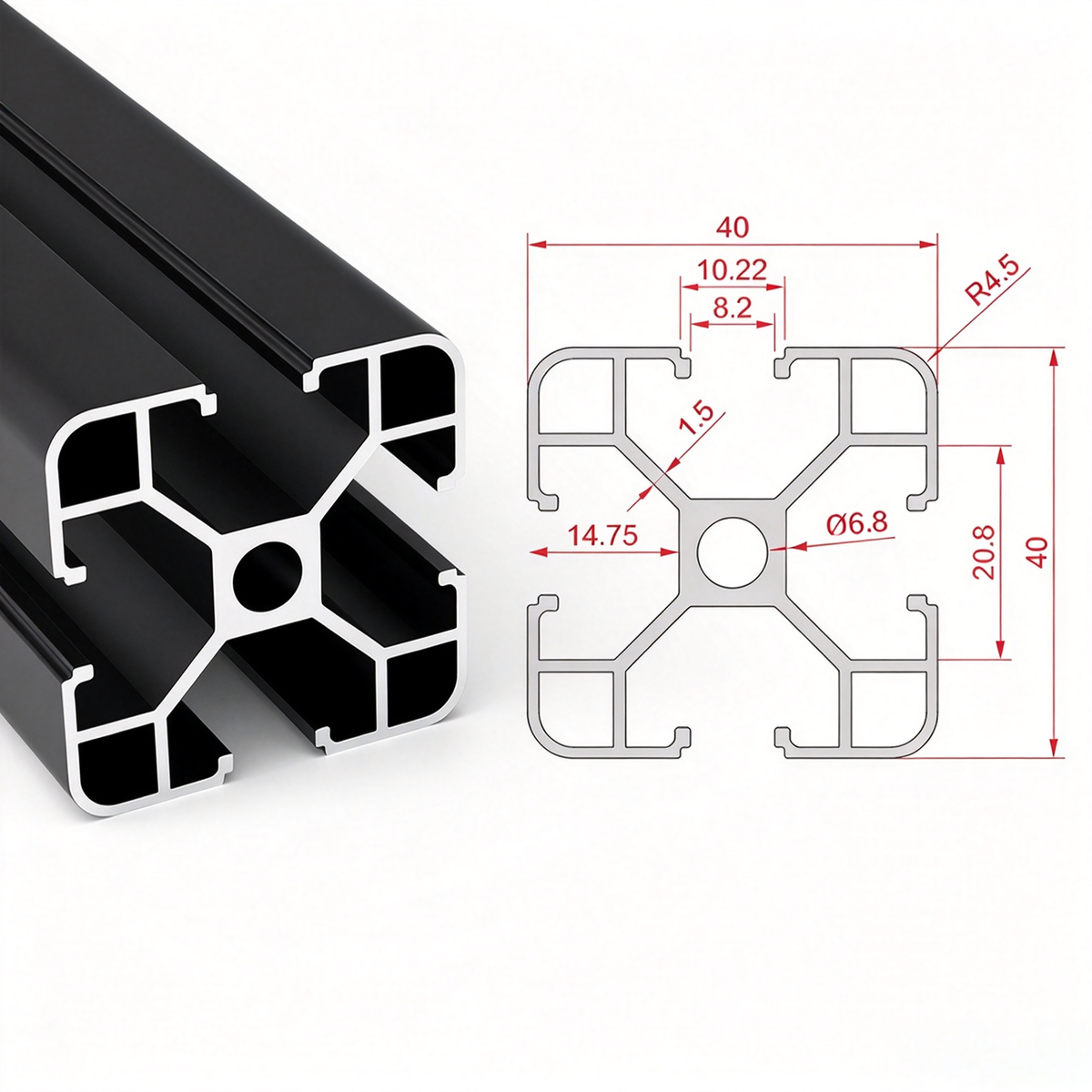 Europäischer Standard 4040 T-Nut-Aluminium-Strangpressprofil - 8mm Nut Industrieller Rahmenbau