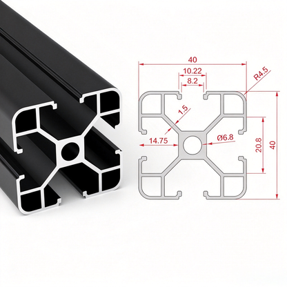 Europäischer Standard 4040 T-Nut-Aluminium-Strangpressprofil - 8mm Nut Industrieller Rahmenbau