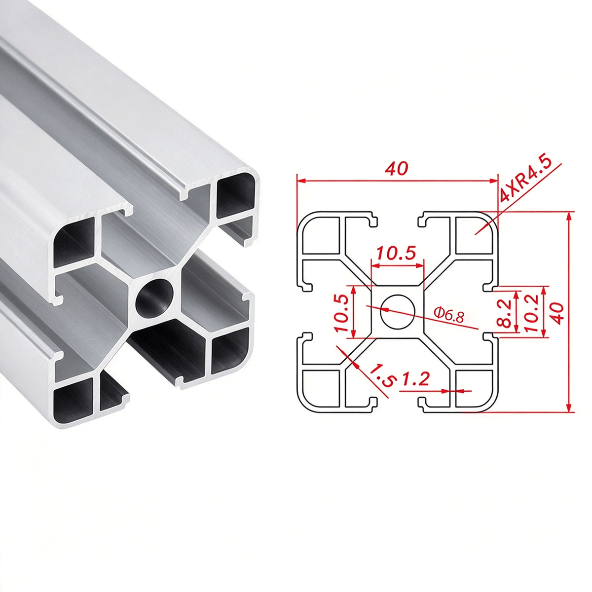 Europäischer Standard 4040 T-Nut-Aluminium-Strangpressprofil - 8mm Nut Industrieller Rahmenbau