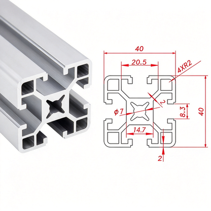 Europäischer Standard 4040 T-Nut-Aluminium-Strangpressprofil - 8mm Nut Industrieller Rahmenbau
