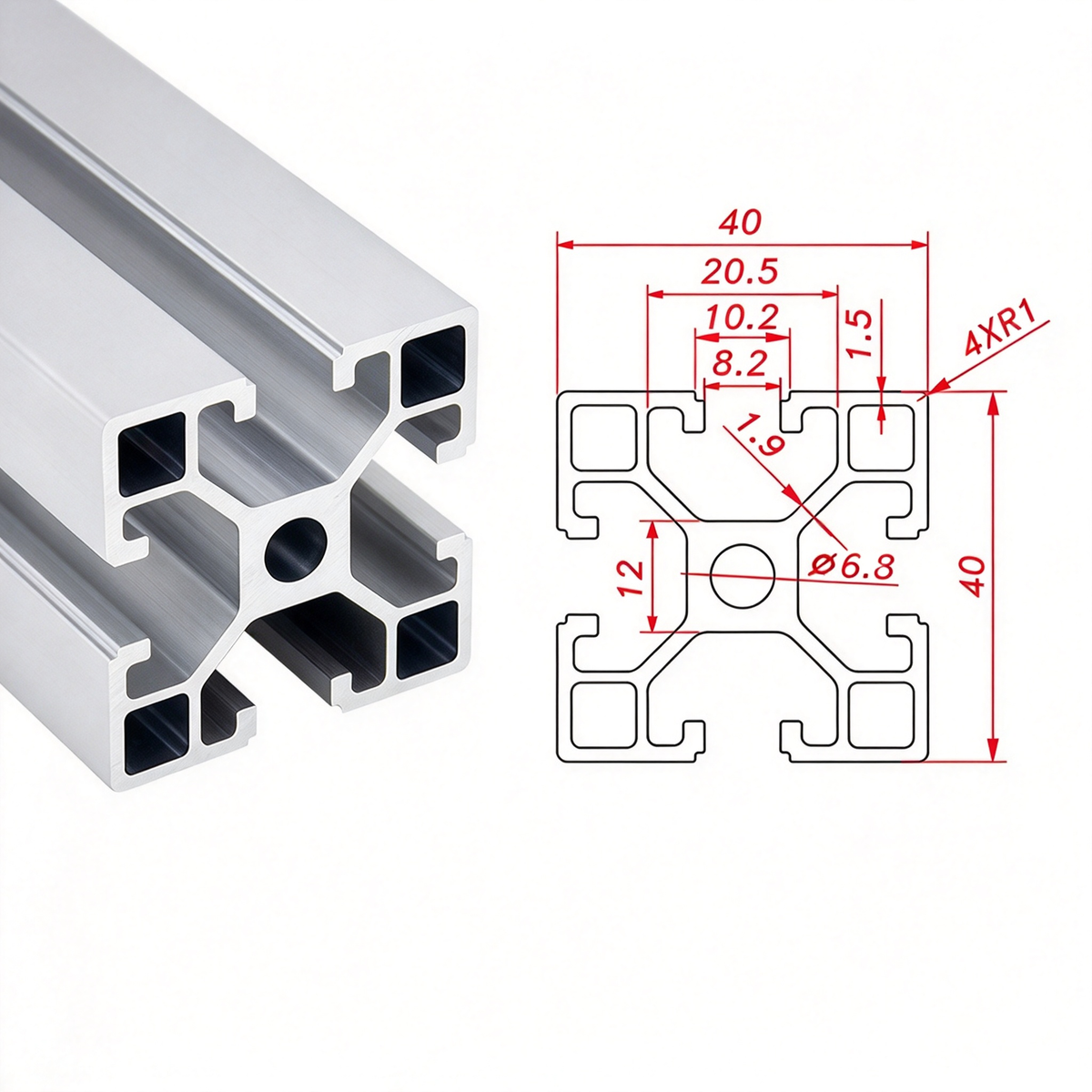 Europäischer Standard 4040 T-Nut-Aluminium-Strangpressprofil - 8mm Nut Industrieller Rahmenbau