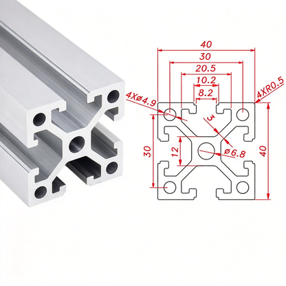 Europäischer Standard 4040 T-Nut-Aluminium-Strangpressprofil - 8mm Nut Industrieller Rahmenbau