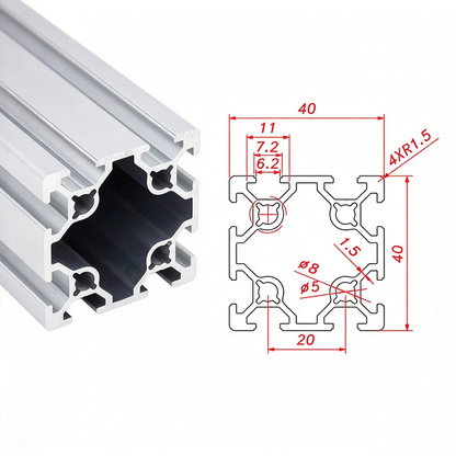 Europäischer Standard 4040 T-Nut-Aluminium-Strangpressprofil - 8mm Nut Industrieller Rahmenbau