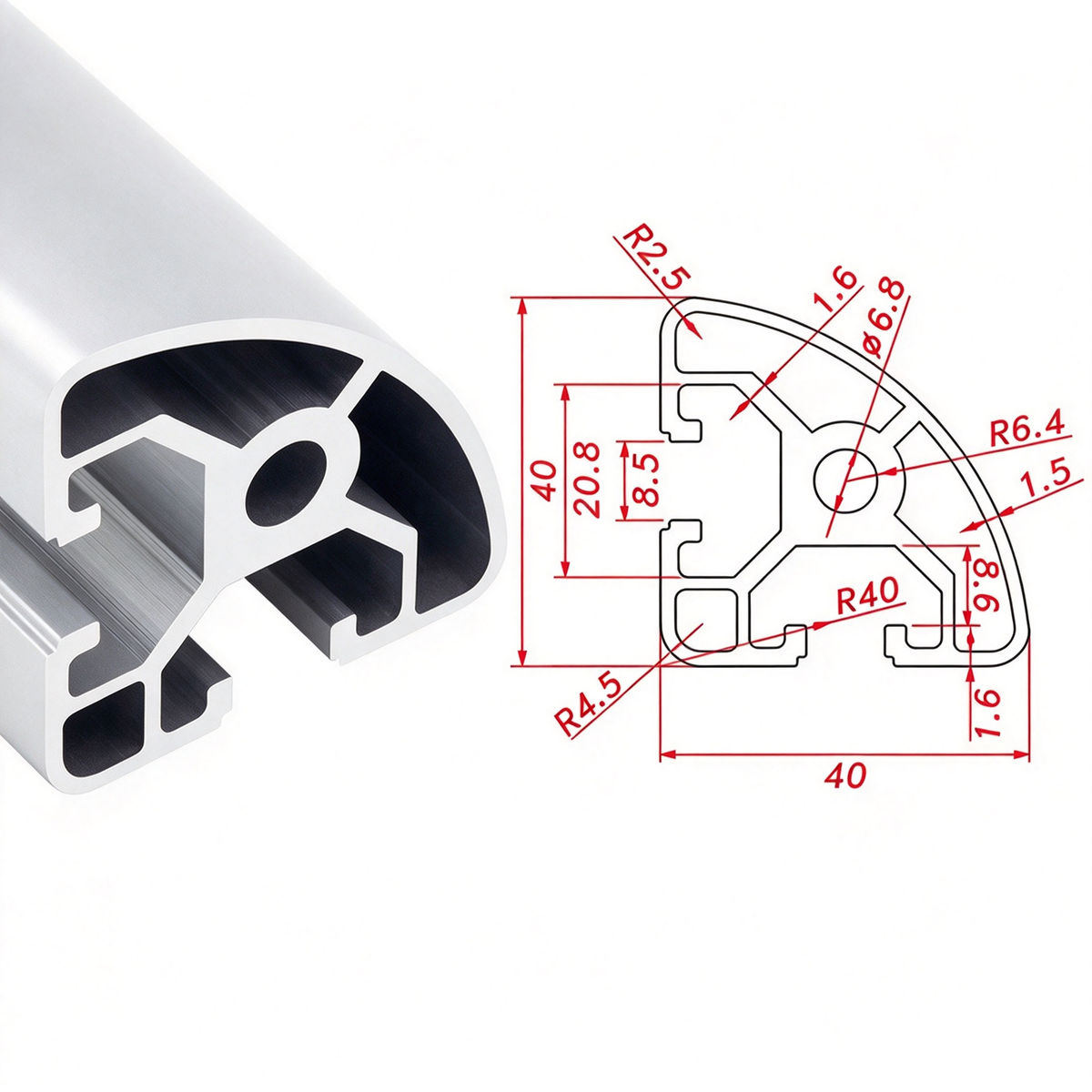 Europäischer Standard 4040 T-Nut-Aluminium-Strangpressprofil - 8mm Nut Industrieller Rahmenbau