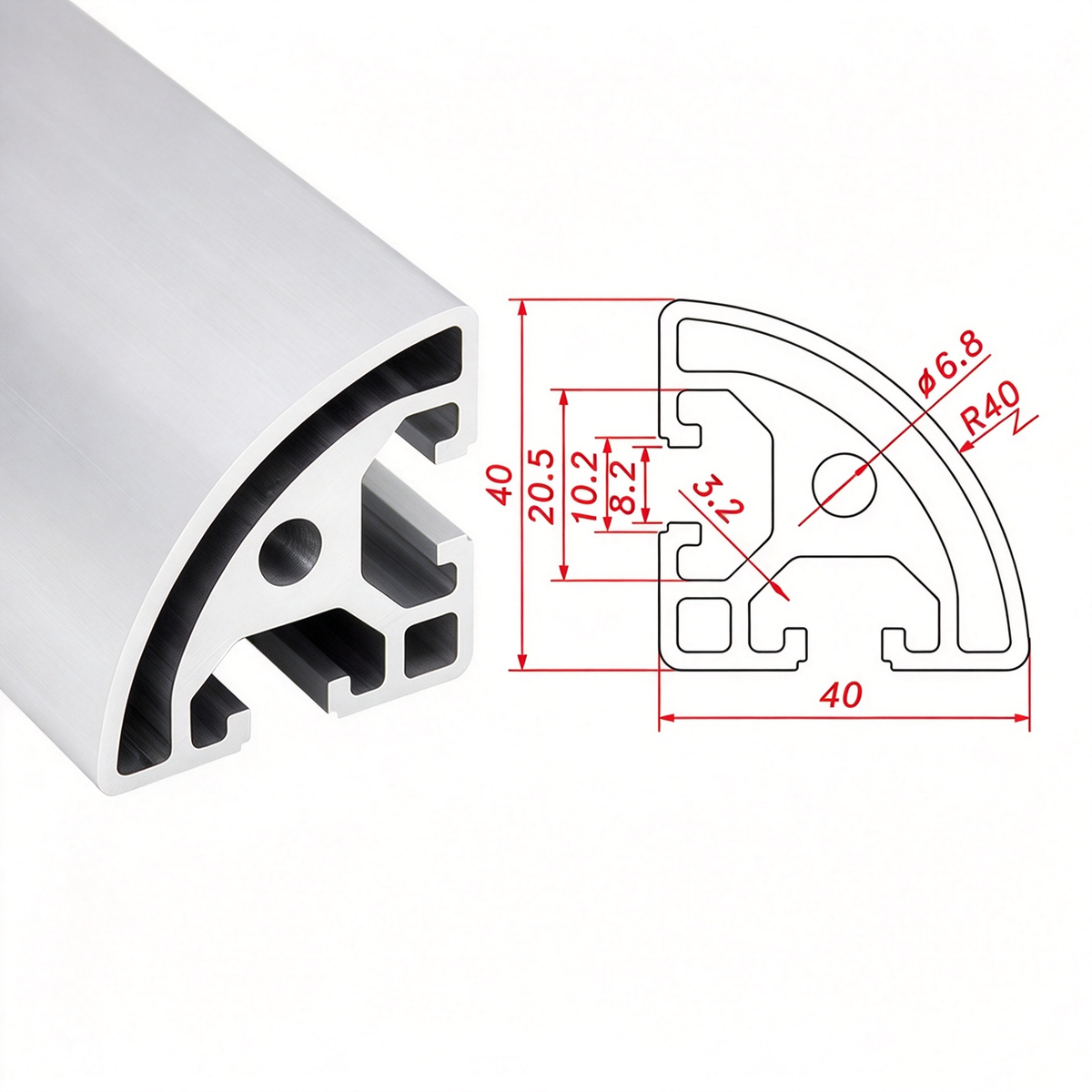Europäischer Standard 4040 T-Nut-Aluminium-Strangpressprofil - 8mm Nut Industrieller Rahmenbau