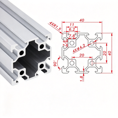 Europäischer Standard 4040 T-Nut-Aluminium-Strangpressprofil - 8mm Nut Industrieller Rahmenbau