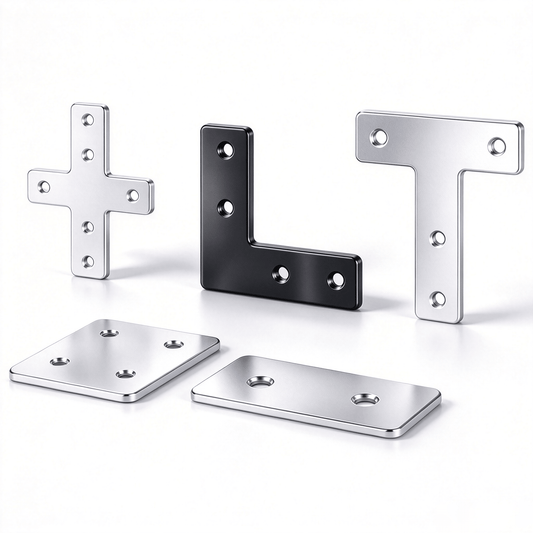 Aluminum Profile Joining Plates &amp; Corner Bracket Connectors (L / T / Cross / Straight / Vertical Types) - Prime Profiles Pro