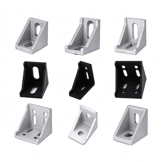 Heavy-Duty 90-Degree Aluminum Corner Bracket Connector for T-Slot Extrusions - Prime Profiles Pro